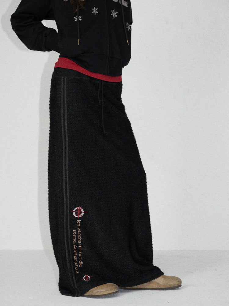 Achihara Embroidered Mid Rise Straight Leg Commuter Office Women Black Polyester Pants-1