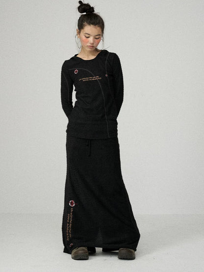Achihara Embroidered Mid Rise Straight Leg Commuter Office Women Black Polyester Pants-5