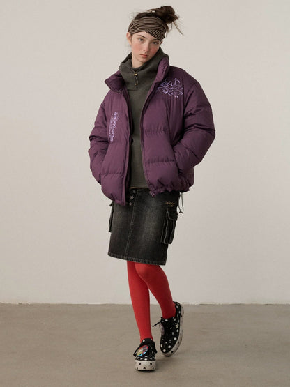 Achihara Embroidered Mid Waist A Line Washed Cotton Leather Trim Women Workwear Midi Skirt