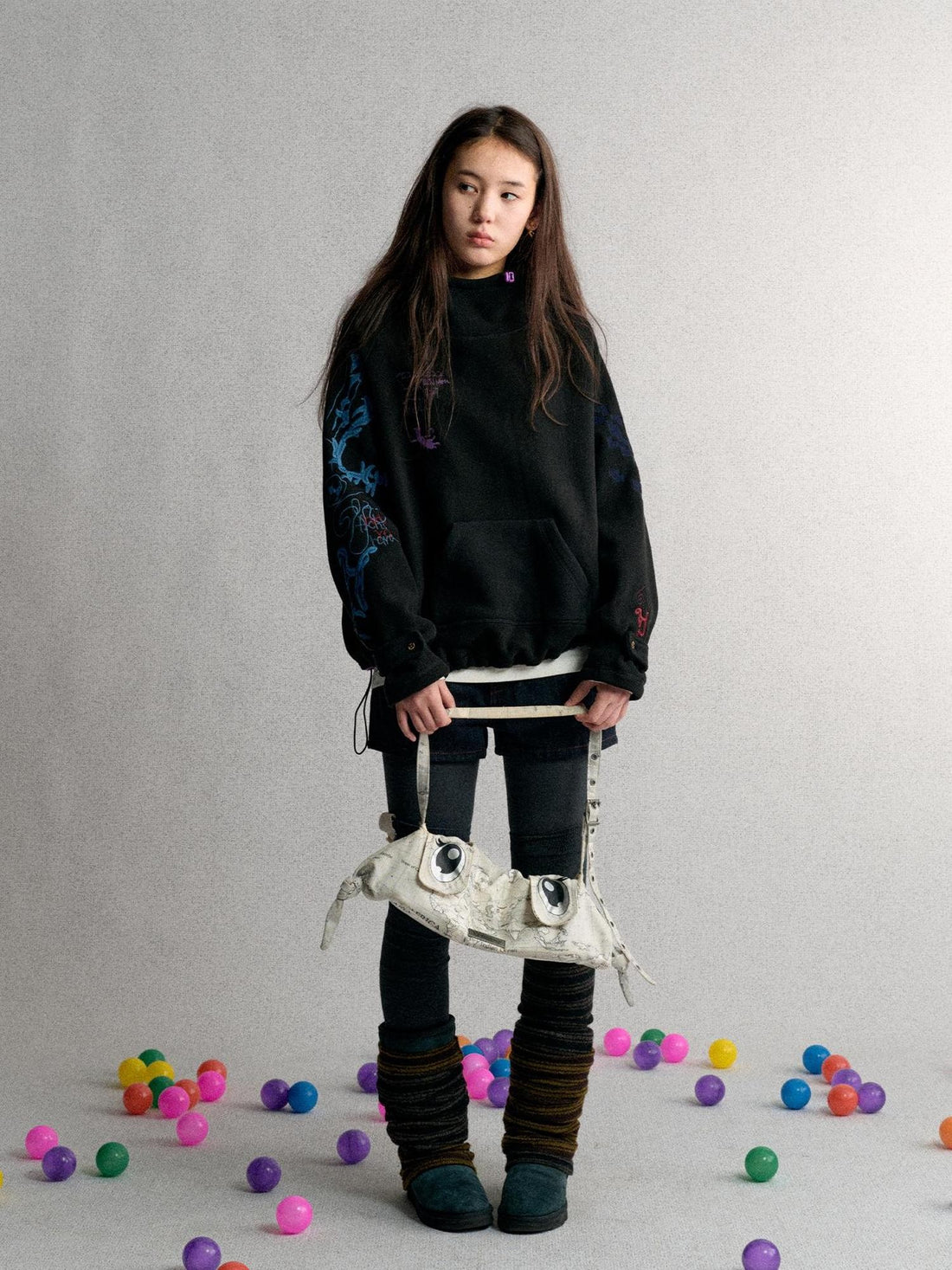 Achihara Embroidered Print Loose Fit Drawstring Women&
