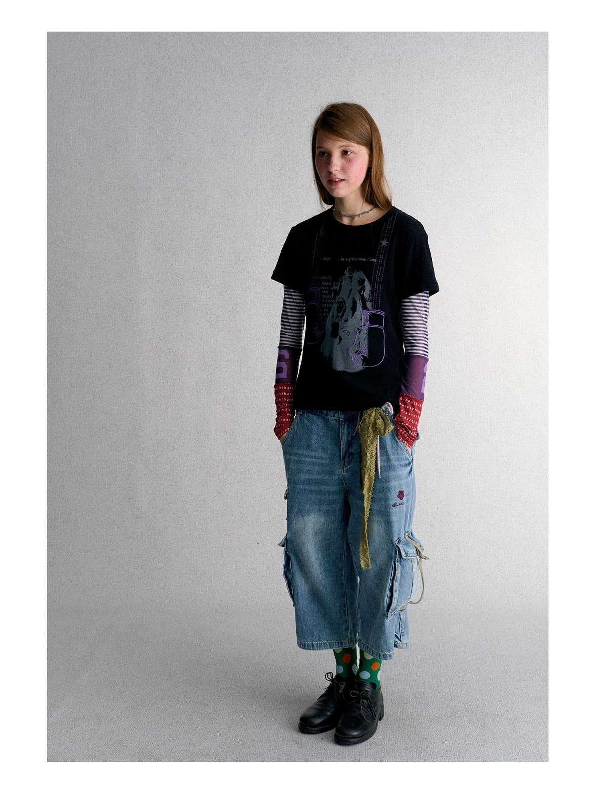 Achihara Embroidered Straight Leg Loose Fit Cotton Women&
