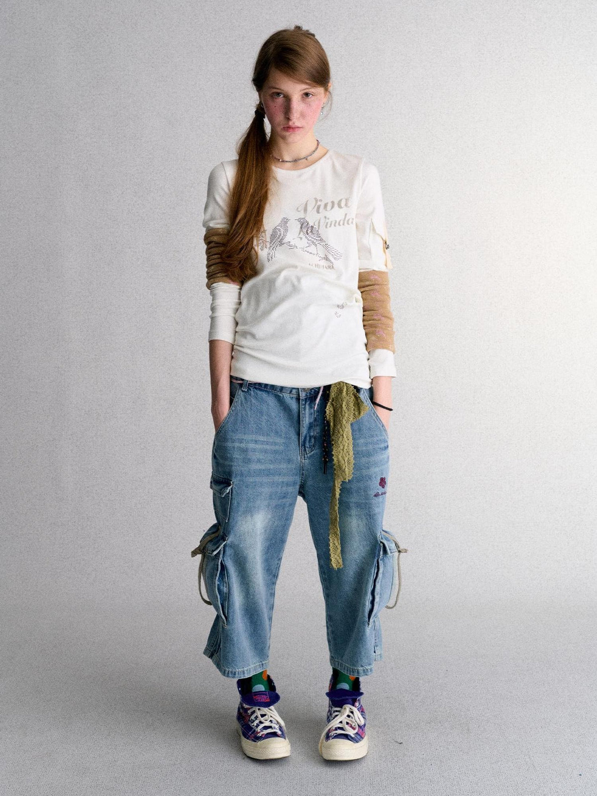 Achihara Embroidered Straight Leg Loose Fit Cotton Women&