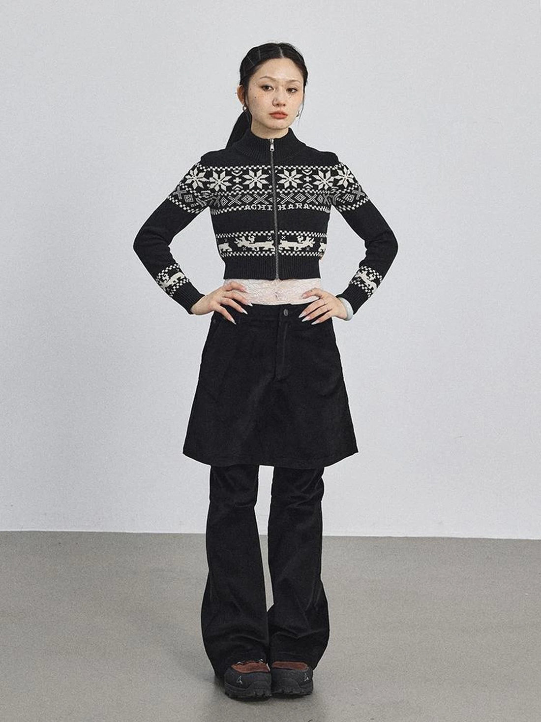 Emo Xmas Deer Knit Cardigan