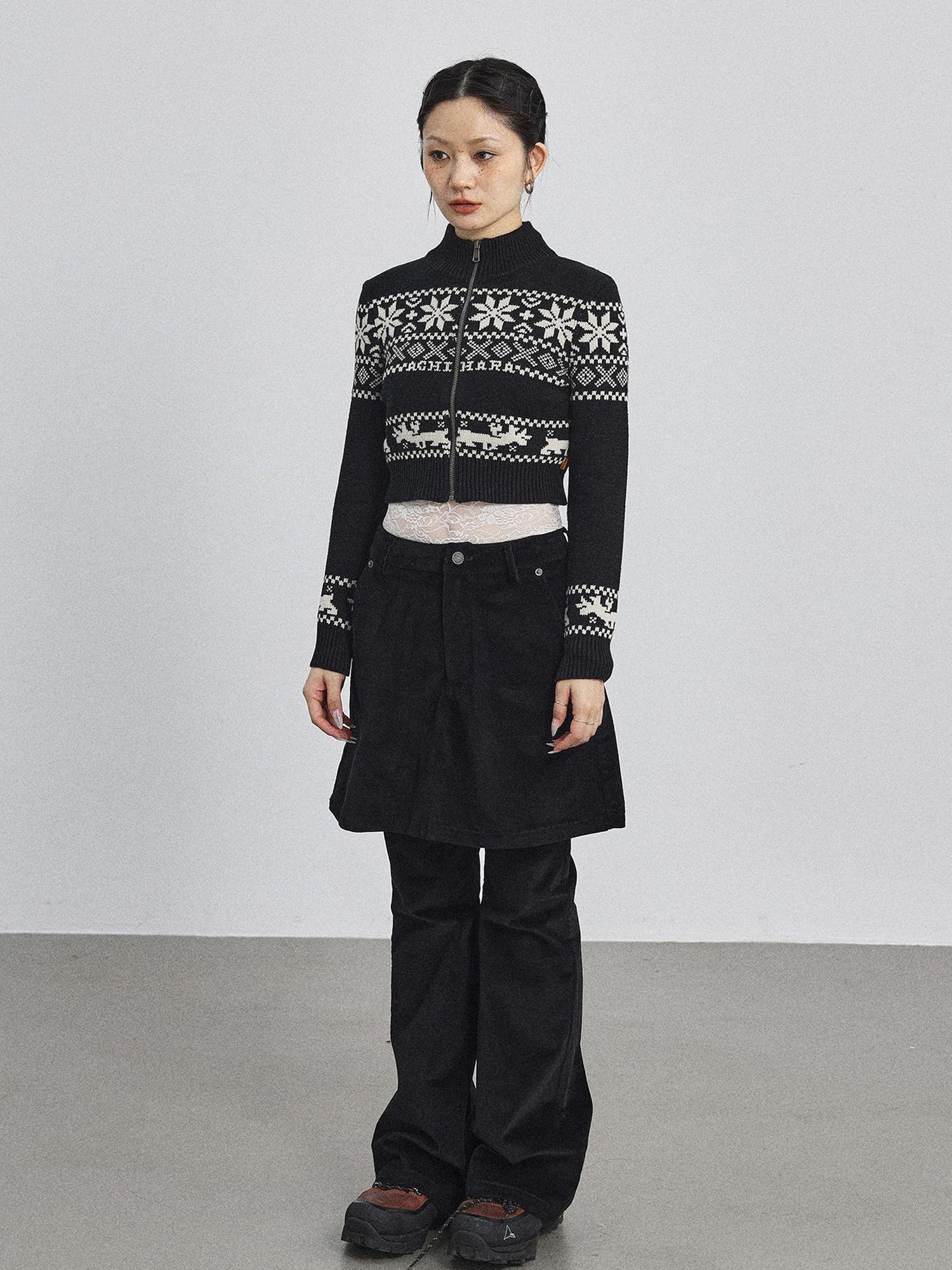 Achihara Emo Xmas Deer Knit Cardigan