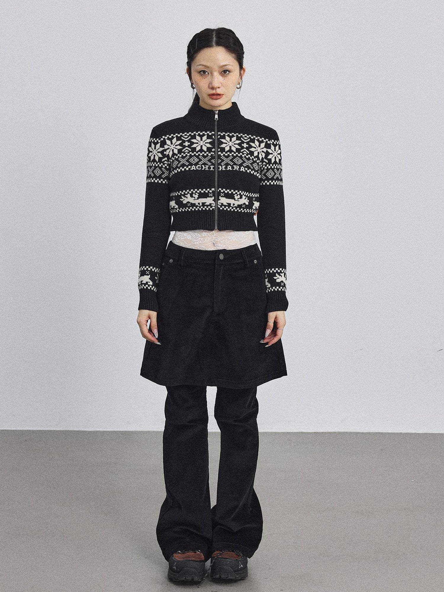 Achihara Emo Xmas Deer Knit Cardigan