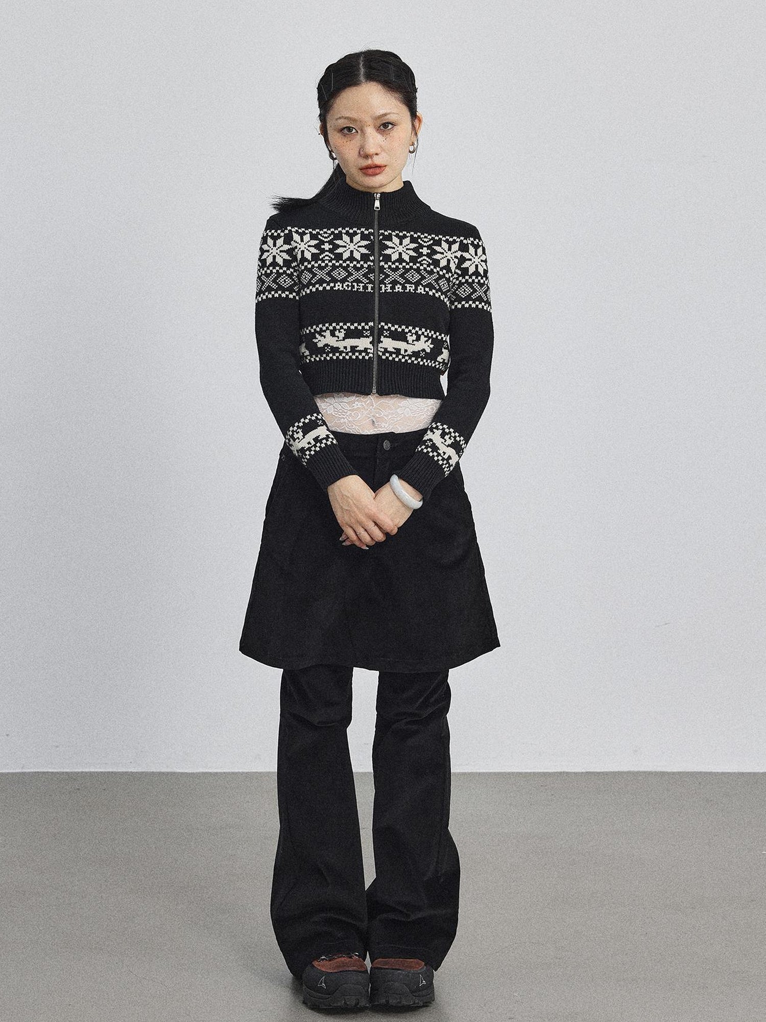 Achihara Emo Xmas Deer Knit Cardigan