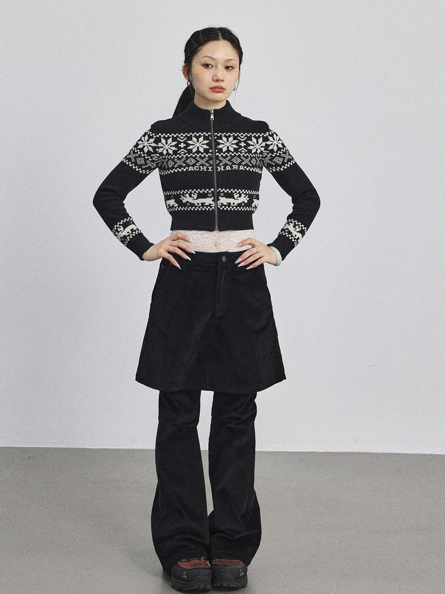 Achihara Emo Xmas Deer Knit Cardigan