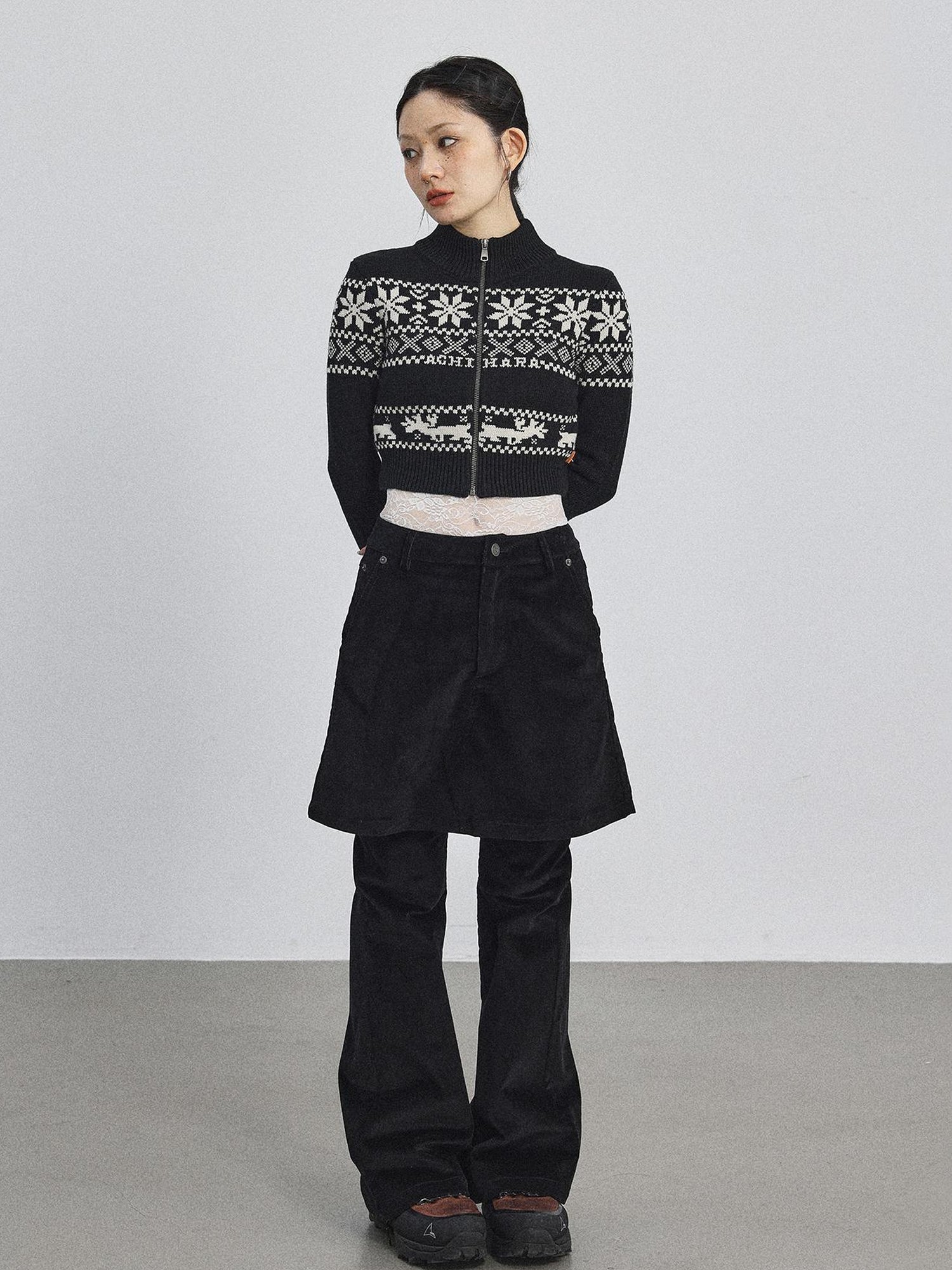 Achihara Emo Xmas Deer Knit Cardigan