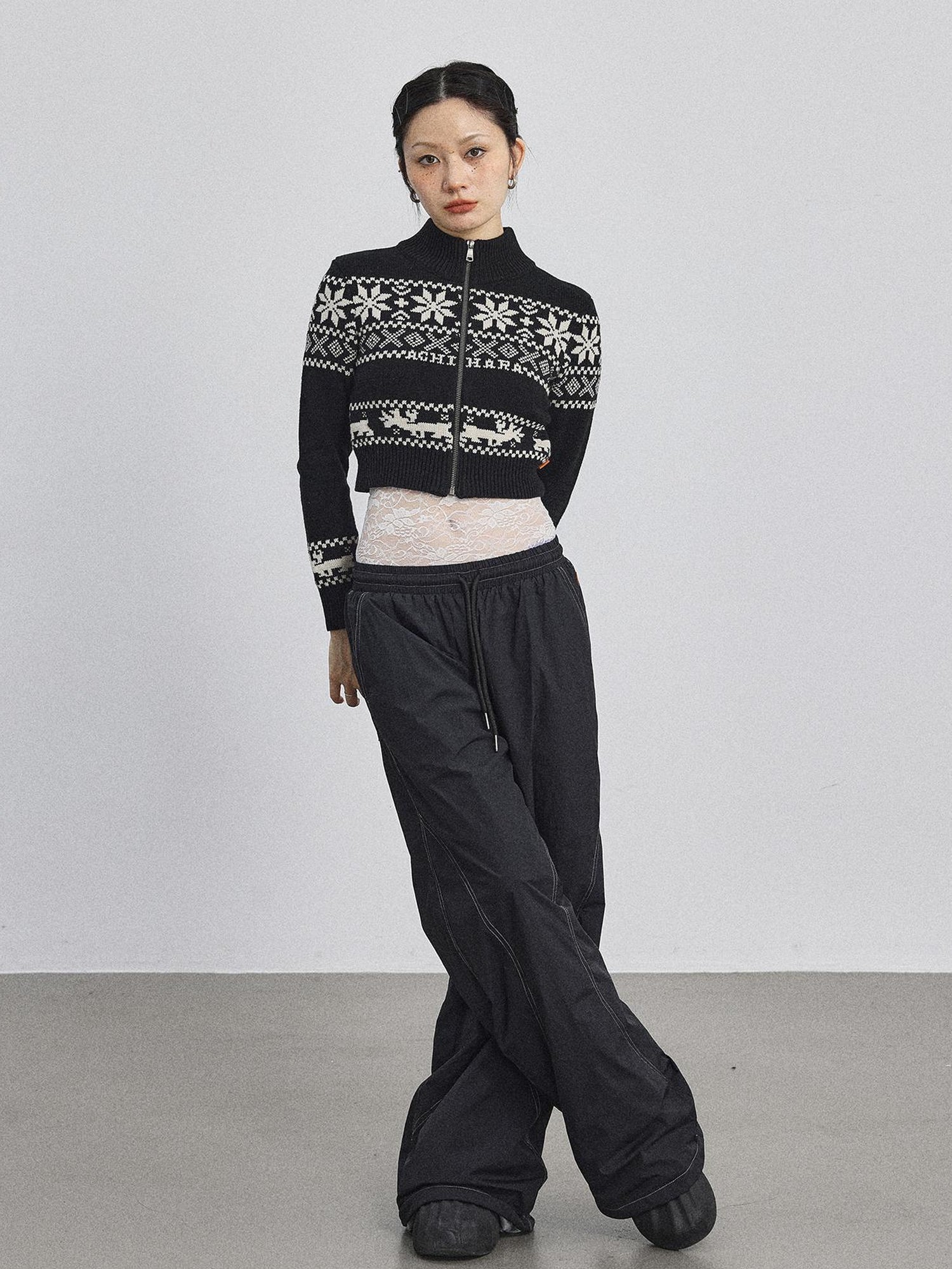 Achihara Emo Xmas Deer Knit Cardigan