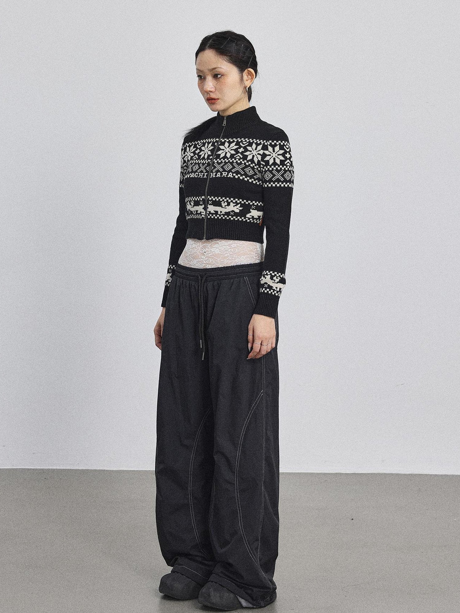 Achihara Emo Xmas Deer Knit Cardigan