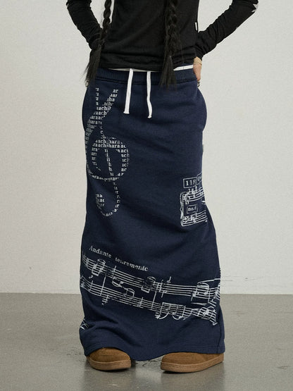 Achihara Emotional A-Line Skirt With Musical Print-1