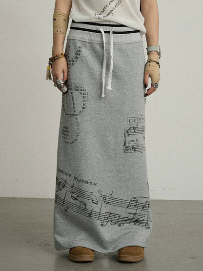 Achihara Emotional A-Line Skirt With Musical Print-3