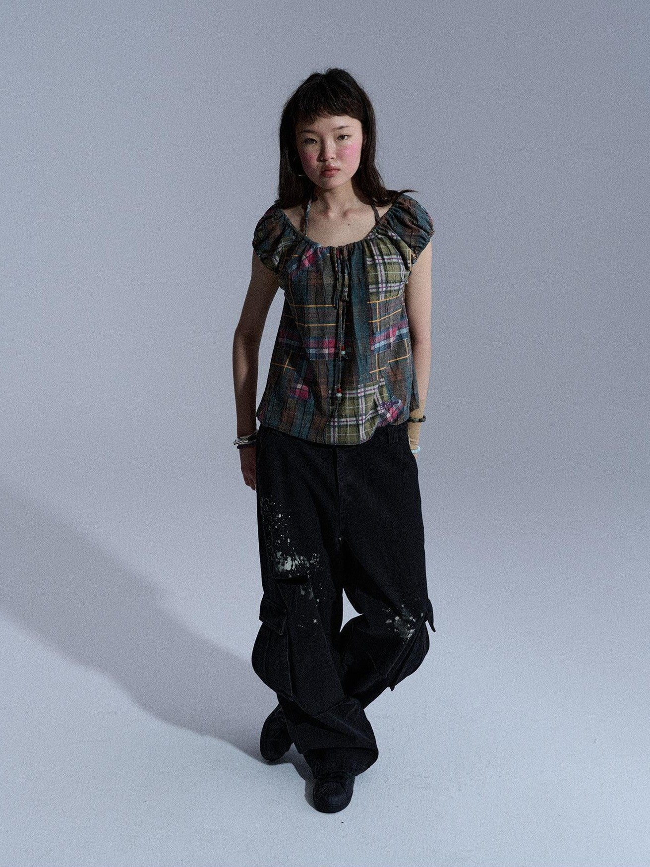 Achihara Faded Distressed Ripped Washed Utility Cargo Women&