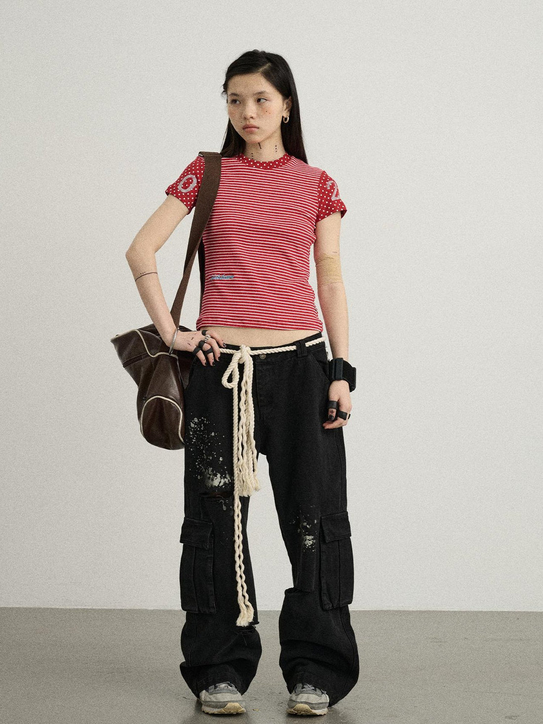Achihara Faded Ink Canvas Cargo Pants