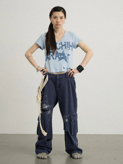 Faded Ink Canvas Cargo Pants