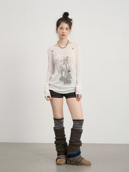 Achihara Fallen Satan Lightweight Rock Print Summer Tee-1
