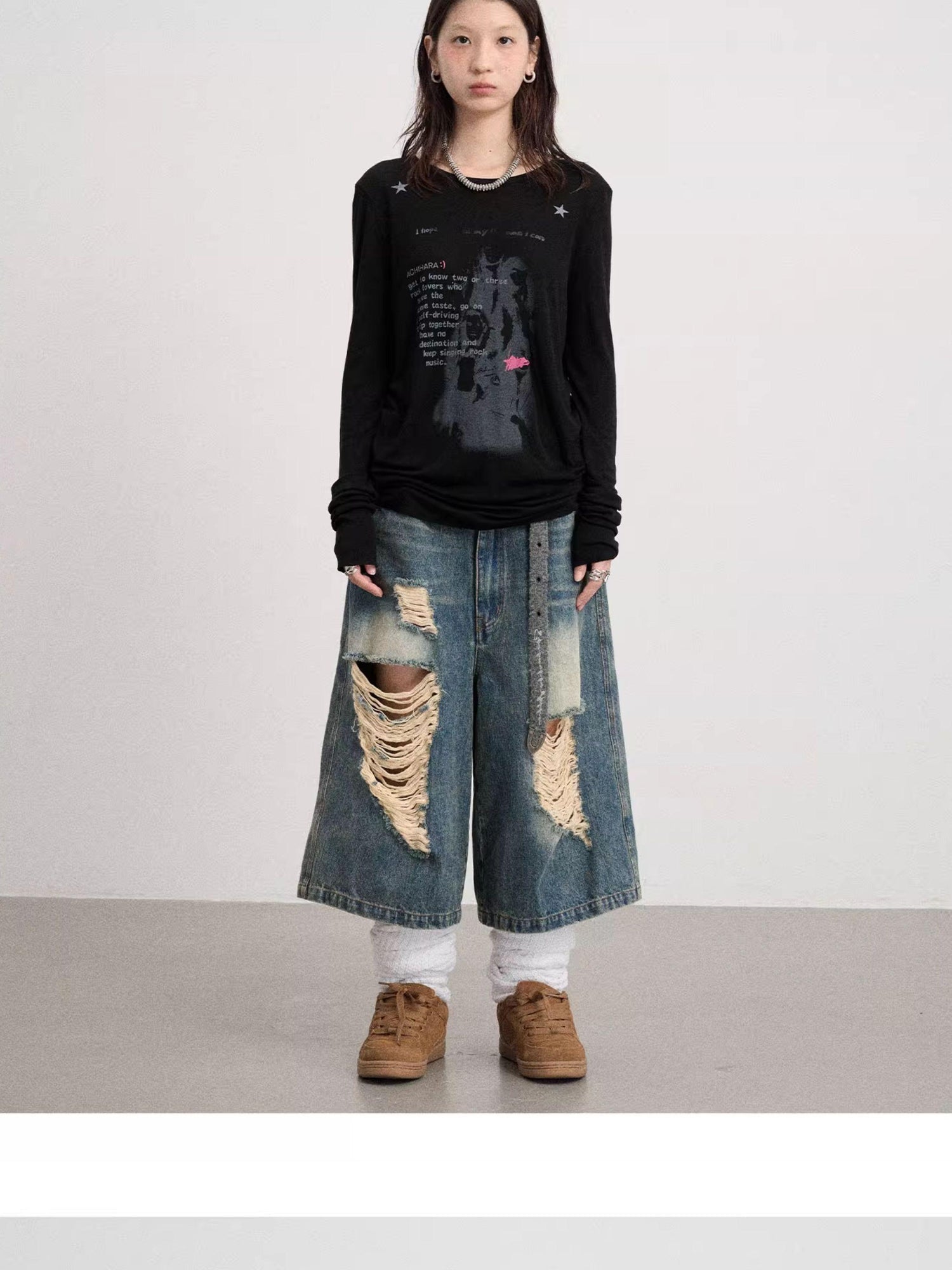 Achihara Fallen Satan Lightweight Rock Print Summer Tee