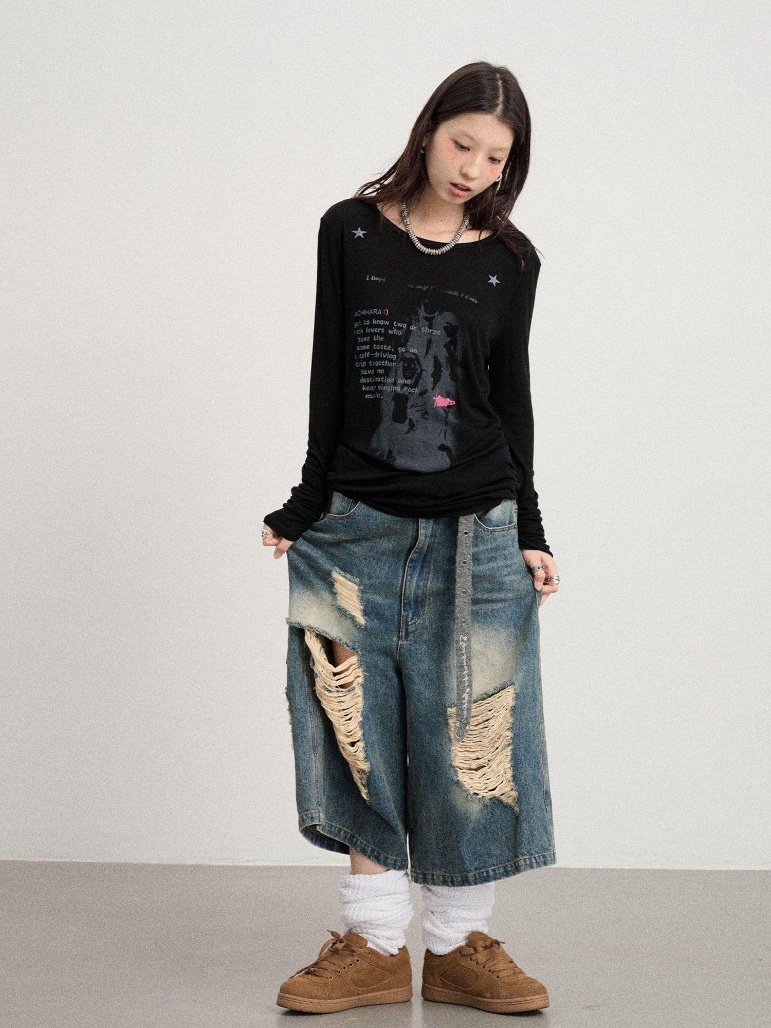 Achihara Fallen Satan Lightweight Rock Print Summer Tee