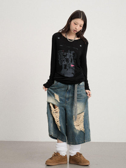 Achihara Fallen Satan Lightweight Rock Print Summer Tee