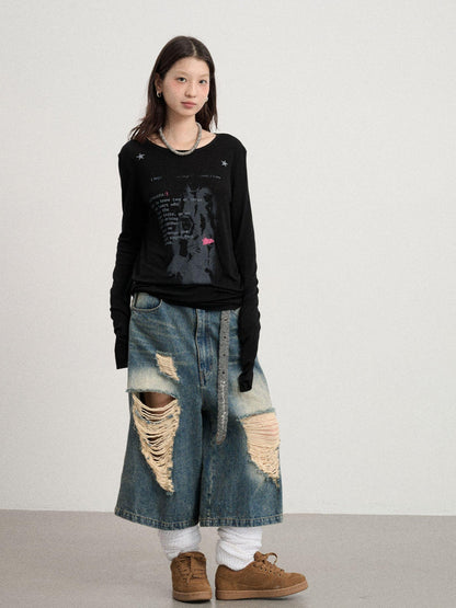 Achihara Fallen Satan Lightweight Rock Print Summer Tee