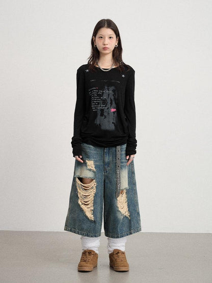 Achihara Fallen Satan Lightweight Rock Print Summer Tee