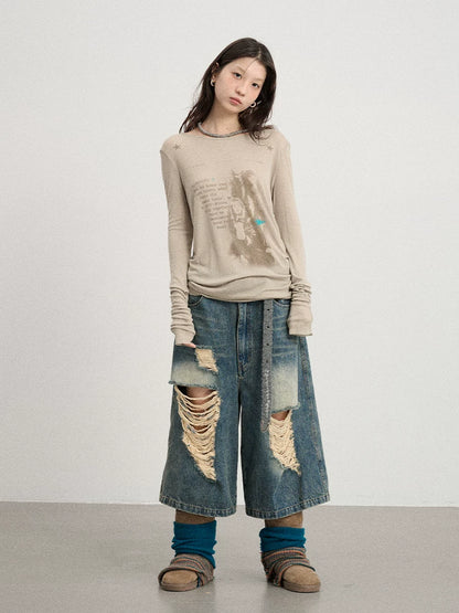 Achihara Fallen Satan Lightweight Rock Print Summer Tee-5