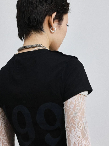 Fiona Cropped Tee Shameless Inspired Summer Top V-Neck T-Shirt Long-Sleeve