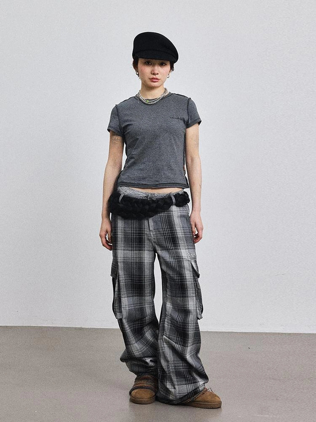 Fiona Cropped Tee Shameless Inspired Summer Top V-Neck T-Shirt Long-Sleeve