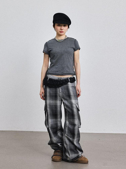 Achihara Fiona Cropped Tee Shameless Inspired Summer Top V-Neck T-Shirt Long-Sleeve