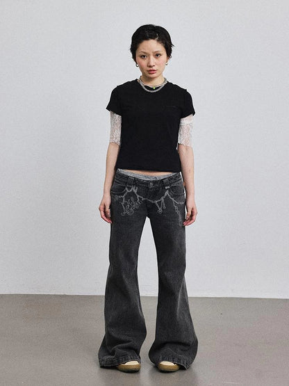 Fiona Cropped Tee Shameless Inspired Summer Top V-Neck T-Shirt Long-Sleeve