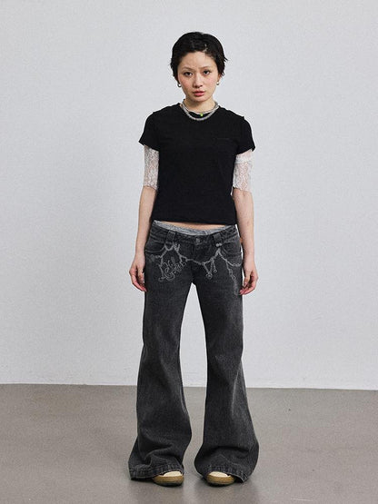 Achihara Fiona Cropped Tee Shameless Inspired Summer Top V-Neck T-Shirt Long-Sleeve