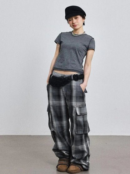 Fiona Cropped Tee Shameless Inspired Summer Top V-Neck T-Shirt Long-Sleeve