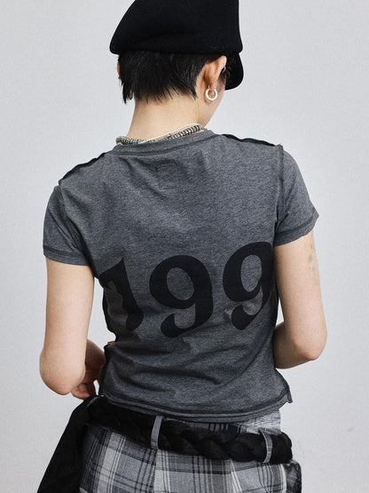 Achihara Fiona Cropped Tee Shameless Inspired Summer Top V-Neck T-Shirt Long-Sleeve