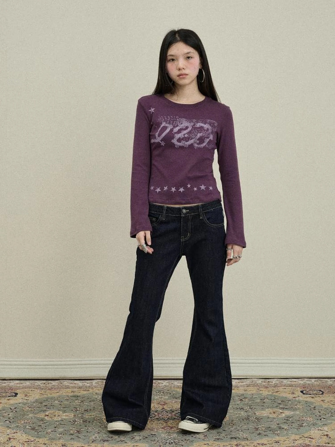 Flared Denim Trousers Autumn Casual Wide Leg Drag Pants