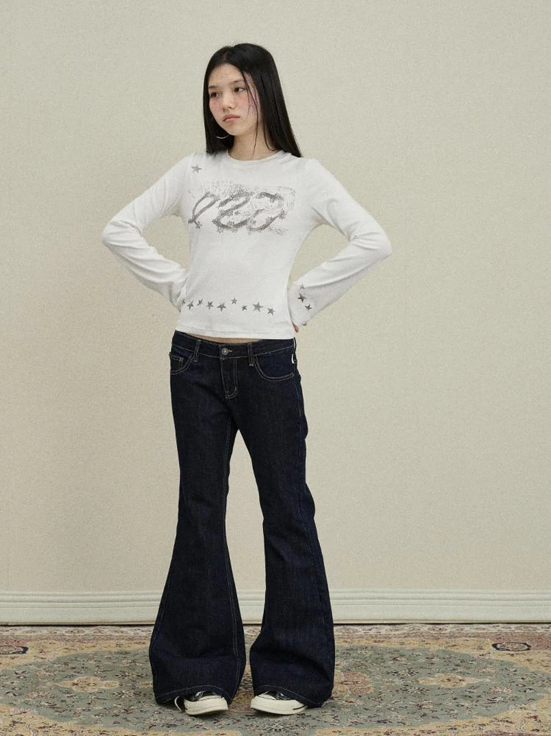 Flared Denim Trousers Autumn Casual Wide Leg Drag Pants