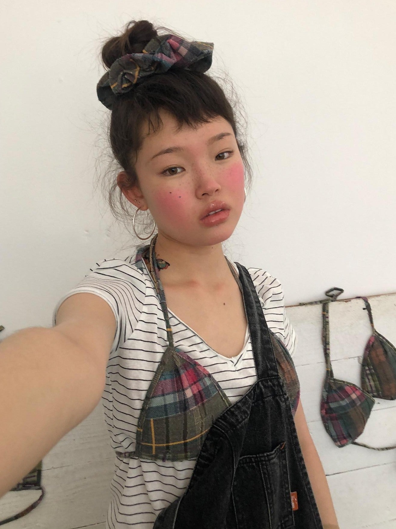 Achihara Floral Check Plaid Print Grid Pattern Women&