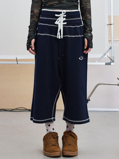 Achihara Frozen Blueberry Multi Layer Drawstring Joggers