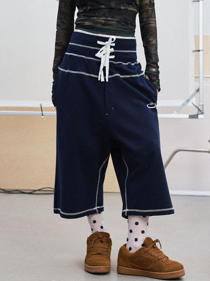 Achihara Frozen Blueberry Multi Layer Drawstring Joggers