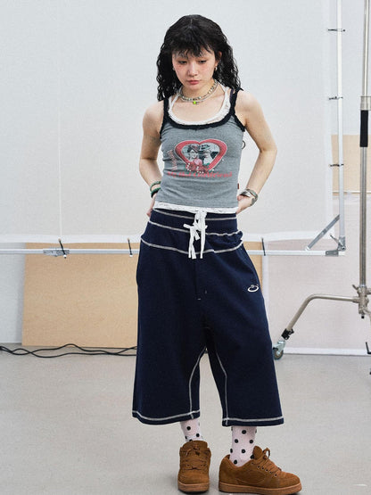 Achihara Frozen Blueberry Multi Layer Drawstring Joggers