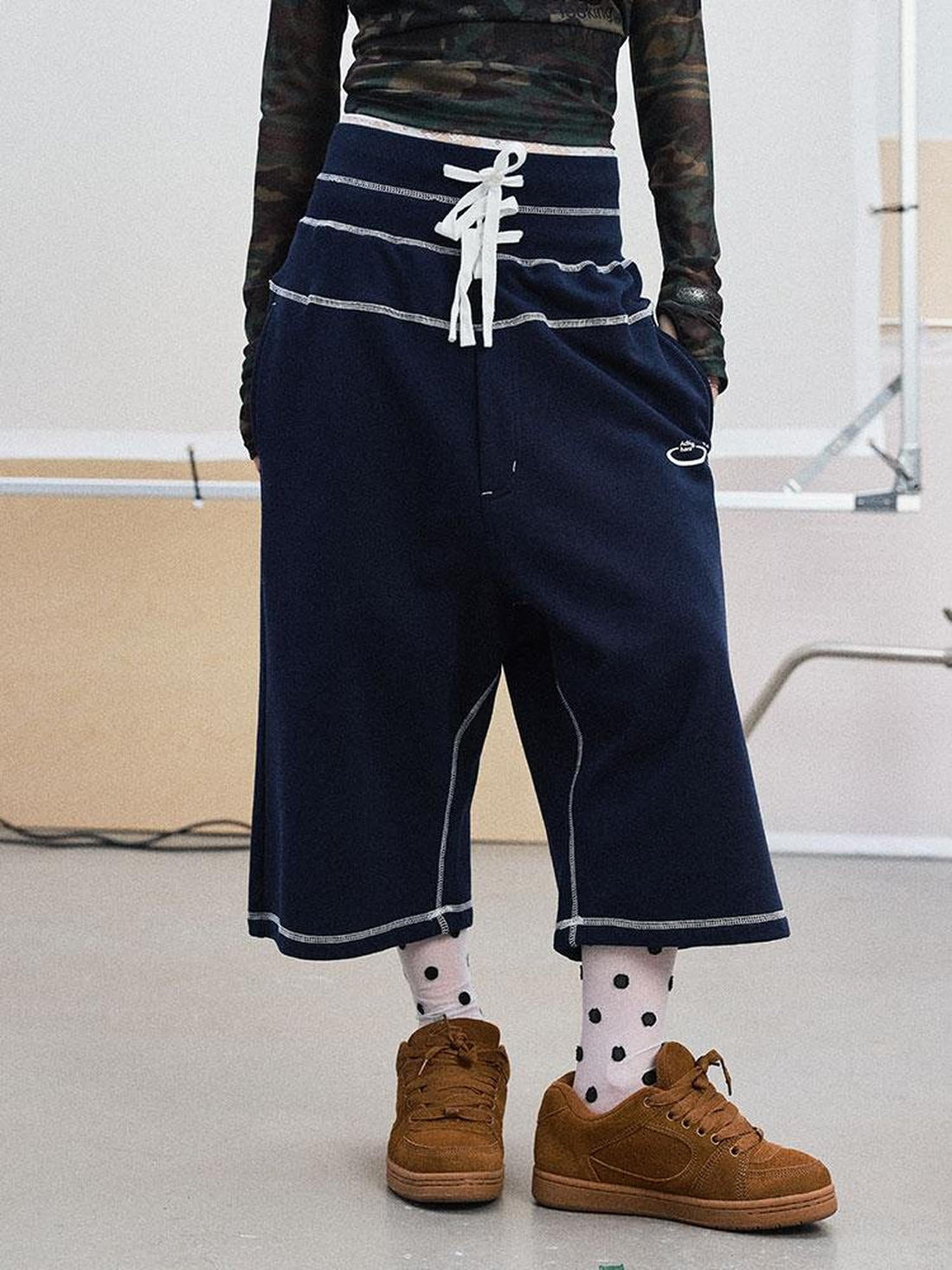 Achihara Frozen Blueberry Multi Layer Drawstring Joggers
