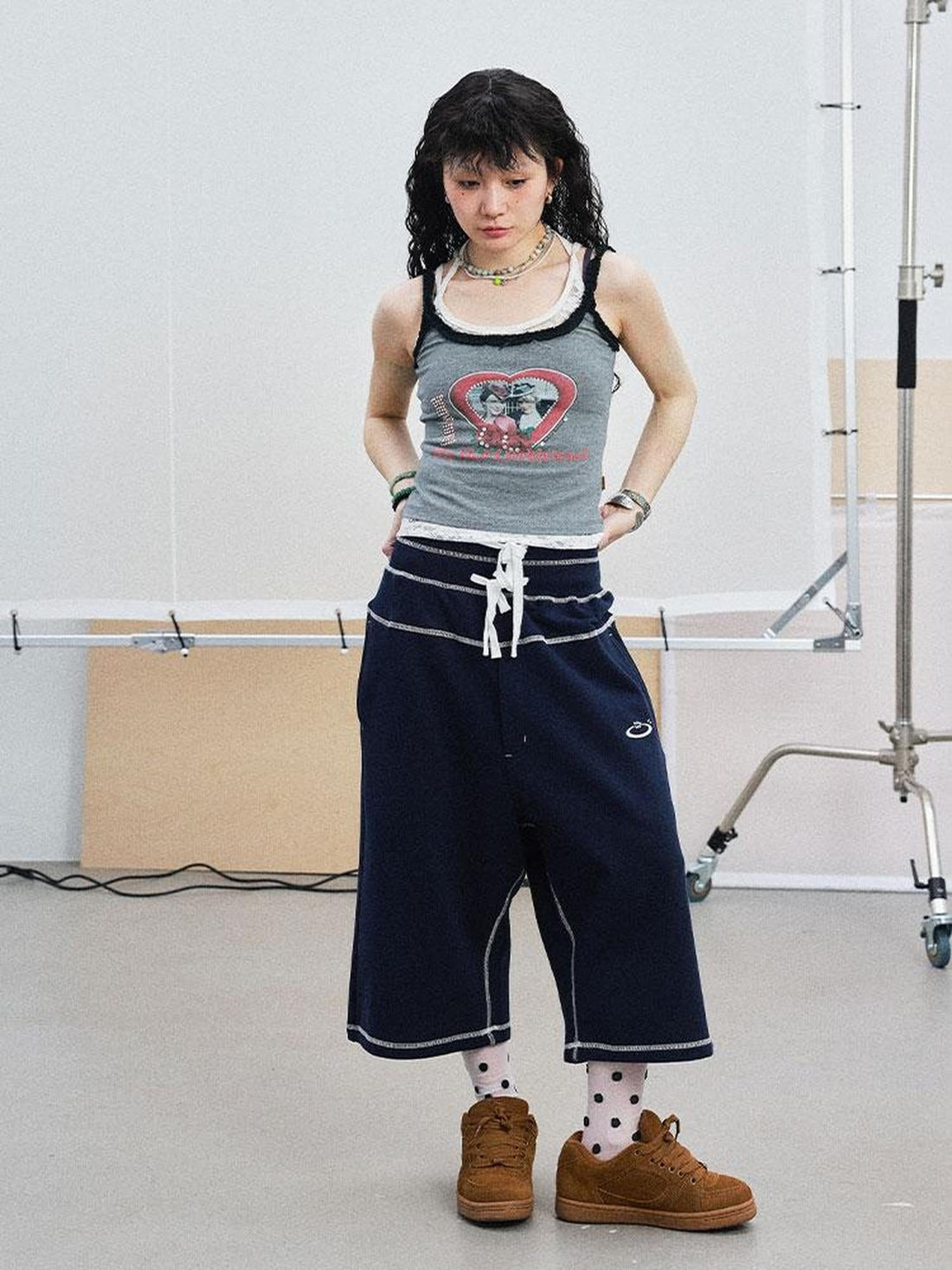 Achihara Frozen Blueberry Multi Layer Drawstring Joggers