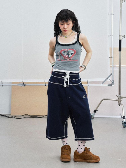 Achihara Frozen Blueberry Multi Layer Drawstring Joggers
