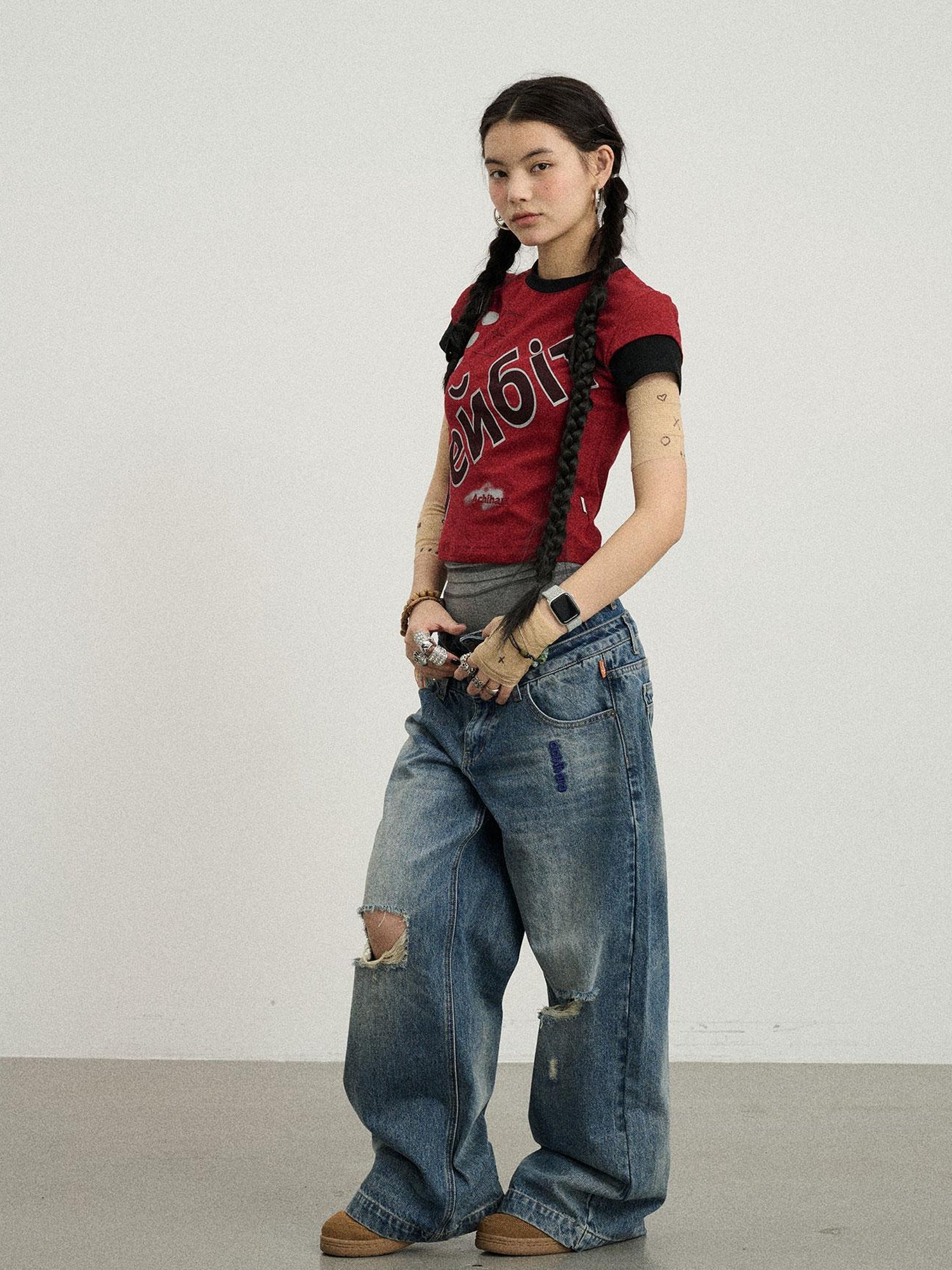 Achihara Gemini Cotton Tee With Kazakh Print