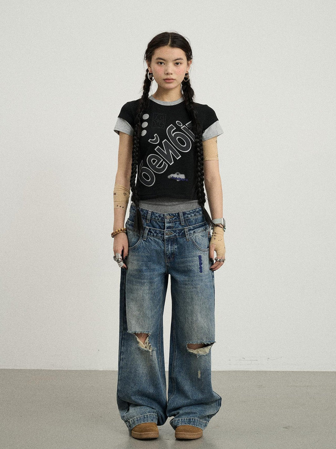 Achihara Gemini Cotton Tee With Kazakh Print