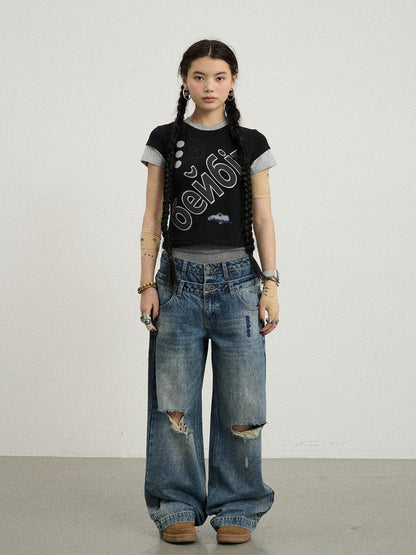 Achihara Gemini Cotton Tee With Kazakh Print