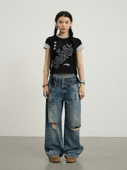 Achihara Gemini Cotton Tee With Kazakh Print-2