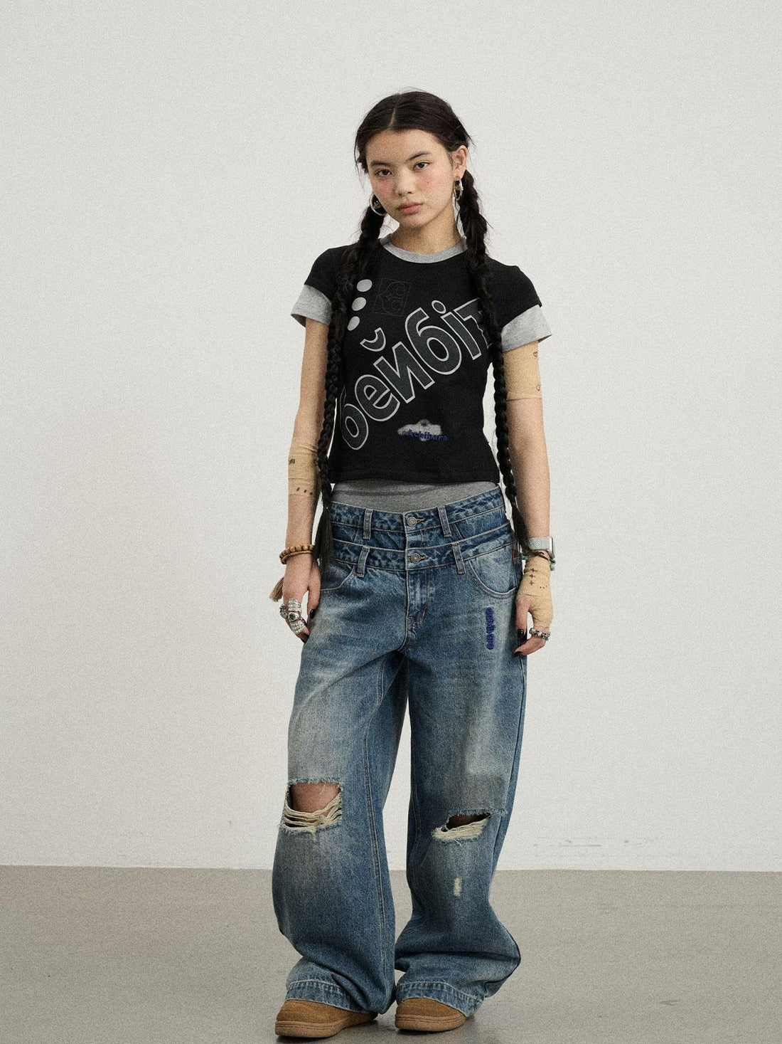 Achihara Gemini Cotton Tee With Kazakh Print