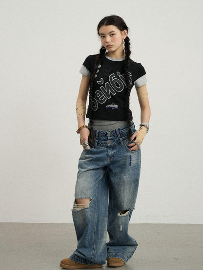 Achihara Gemini Cotton Tee With Kazakh Print