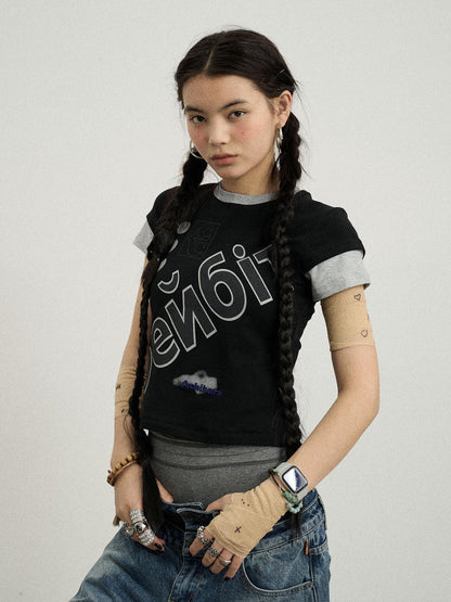 Achihara Gemini Cotton Tee With Kazakh Print