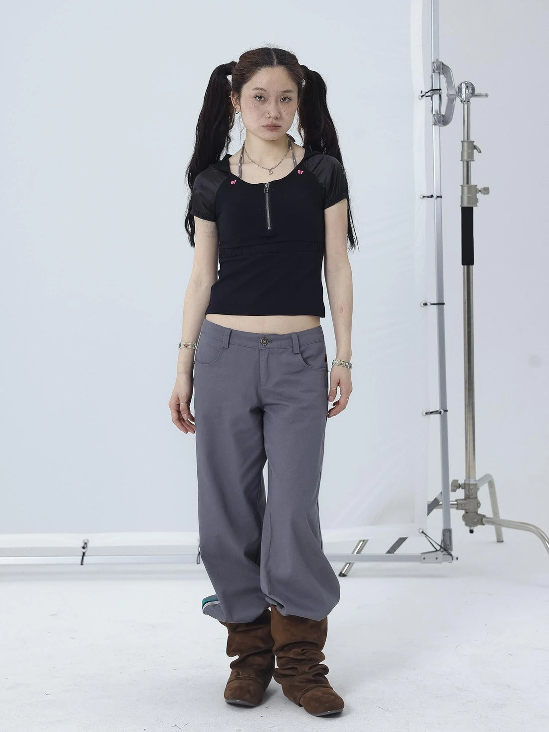 Gorpcore Y2K Zip Up Cropped Hoodie